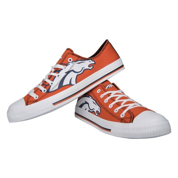 Men's Denver Broncos Team Logo Low Top Sneakers, Orange, Size: 8 - Picture 1 of 5
